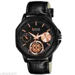 Trendy Collection Multi-Function Chronograph Watch, Black Dial with Rose Gold