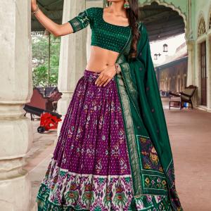 Tusser Silk Lehenga Choli with Intricate Print and Dupatta