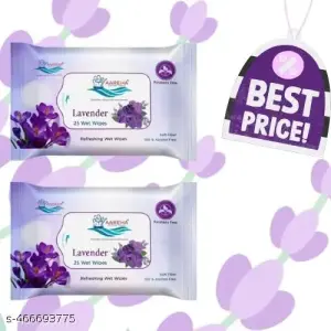 LAVENDER flavor Cotton Facial Tissue (2 pack=50 wipes
