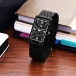 Crestello Black Plated Steel Chain Analog Wrist Watch for Men (Black Dial)