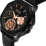 Trendy Collection Multi-Function Chronograph Watch, Black Dial with Rose Gold