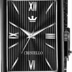 Crestello Black Plated Steel Chain Analog Wrist Watch for Men (Black Dial)