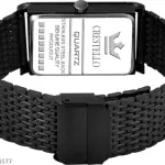 Crestello Black Plated Steel Chain Analog Wrist Watch for Men (Black Dial)